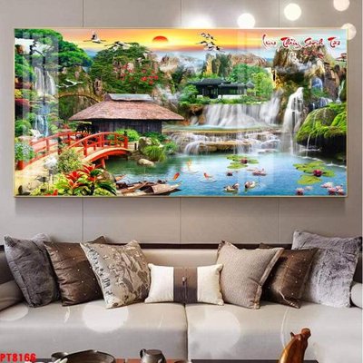 File gốc Tranh sơn thủy thác nước PT8166 (ảnh chi tiết) để in ấn