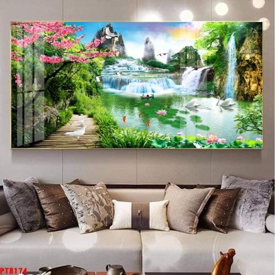 Tải về hình ảnh gốc Tranh sơn thủy thác nước PT8174 sắc nét