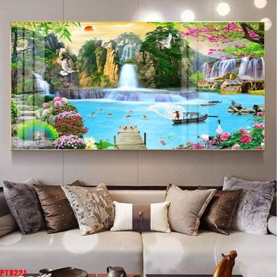 Tải file gốc Tranh sơn thủy thác nước PT8221 (để in lụa)