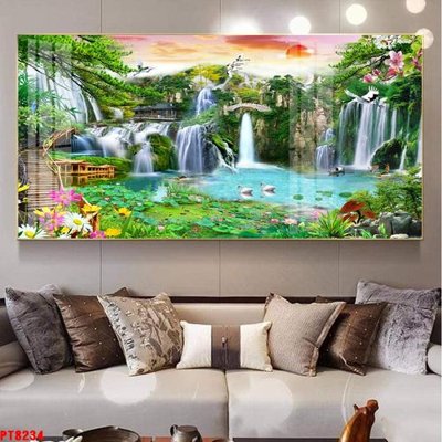 Tải file gốc Tranh sơn thủy thác nước PT8234 (bản PSD) chỉnh sửa được