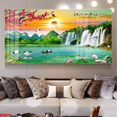 Tải file Tranh sơn thủy thác nước PT8237 (ảnh gốc) in gạch 3D