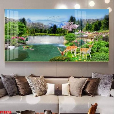 File in mica Tranh sơn thủy thác nước PT8250 (bản gốc) siêu trong