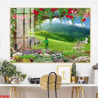 File in trần Tranh sơn thủy thác nước PT8252 (bản gốc) trời sao