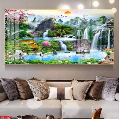File gốc Tranh sơn thủy thác nước PT8254 (phiên bản chuẩn) để in ấn