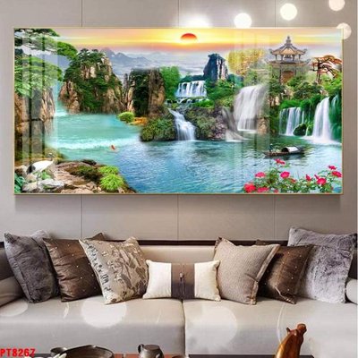 Tải file gốc Tranh sơn thủy thác nước PT8267 (bản PSD) đầy đủ layer