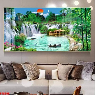 File tranh Tranh sơn thủy thác nước PT8295 (gốc) chủ đề trẻ em