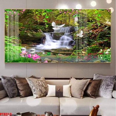 Chi tiết file ảnh Tranh sơn thủy thác nước PT8312 sắc nét