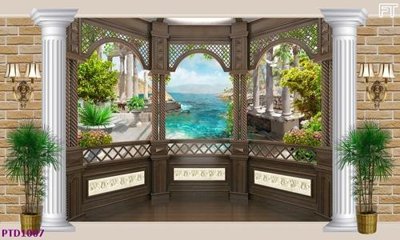 File tranh in trần File phong thủy đứng thác nước PTD1007 (ảnh gốc siêu nét)