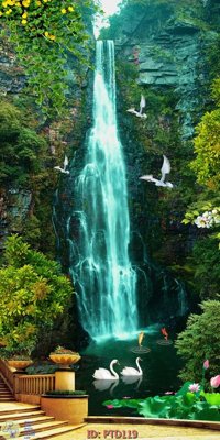 File PSD File phong thủy đứng thác nước PTD119 (gốc) nhiều lớp (multi-layer)