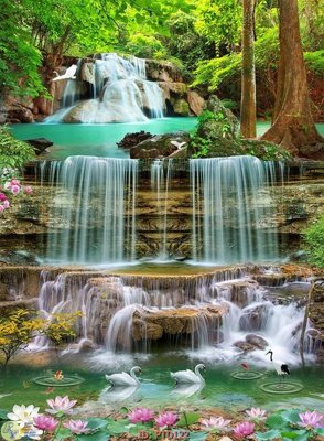 File tranh File phong thủy đứng thác nước PTD122 (gốc) chủ đề trẻ em