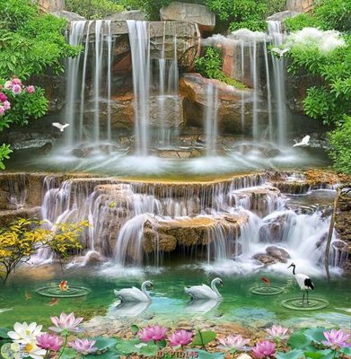 File PSD File phong thủy đứng thác nước PTD145 (gốc) cho in quảng cáo