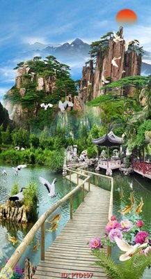 Chi tiết file ảnh File phong thủy đứng thác nước PTD197 sắc nét