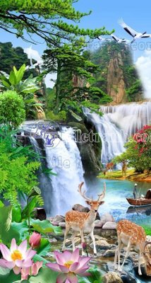 File gốc File phong thủy đứng thác nước PTD2034 (in mica) làm bảng hiệu