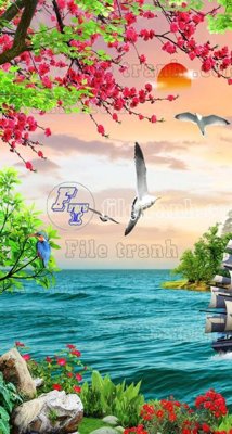 File in ấn chuyên nghiệp File phong thủy đứng thác nước PTD2057 (file gốc)