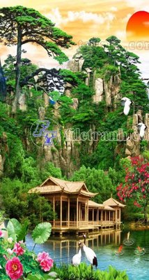 File gốc File phong thủy đứng thác nước PTD2067 (in mica) cắt laser