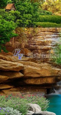 File tranh gốc PSD File phong thủy đứng thác nước PTD2082 còn nguyên layer