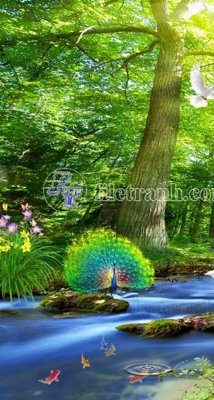 File ảnh File phong thủy đứng thác nước PTD2141 (gốc) in quảng cáo ngoài trời