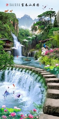 File gốc File phong thủy đứng thác nước PTD317 (phong cách) châu Âu