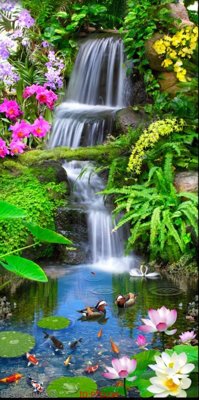 File ảnh File phong thủy đứng thác nước PTD334 (gốc) cho trang trí nội thất