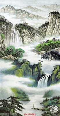 File gốc in ấn File phong thủy đứng thác nước PTD382 độ phân giải cao