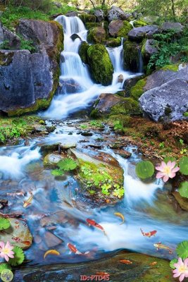 File ảnh File phong thủy đứng thác nước PTD45 (gốc) cho trang trí nội thất