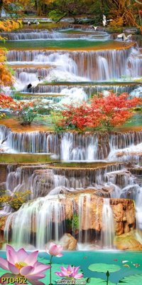 File gốc File phong thủy đứng thác nước PTD452 (in tráng gương) sang trọng