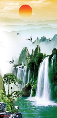 Chi tiết file gốc File phong thủy đứng thác nước PTD515 (cho in tráng gương)