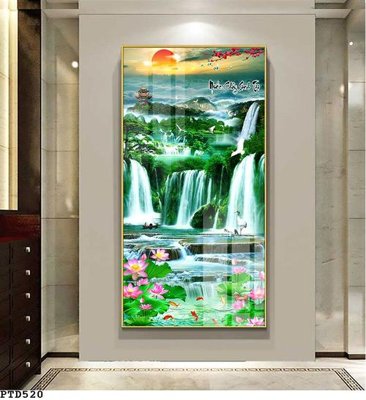 Chi tiết file gốc File phong thủy đứng thác nước PTD520 (cho in tráng gương)