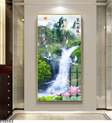 File tranh File phong thủy đứng thác nước PTD552 (bản gốc) treo tường