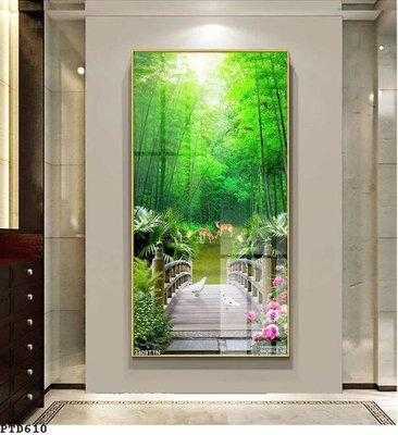 File tranh quảng cáo File phong thủy đứng thác nước PTD610 (file gốc) chuyên nghiệp