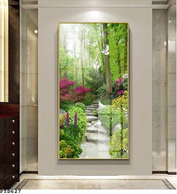 File gốc File phong thủy đứng thác nước PTD627 (in tráng gương) ốp tường