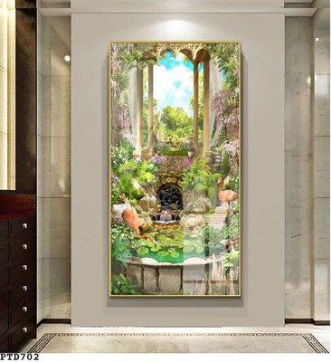 File tranh quảng cáo File phong thủy đứng thác nước PTD702 (file gốc) chuyên nghiệp