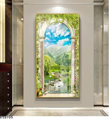 File gốc File phong thủy đứng thác nước PTD705 (in tráng gương) ốp tường