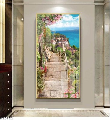 File gốc File phong thủy đứng thác nước PTD721 (in lụa) tranh phong thủy