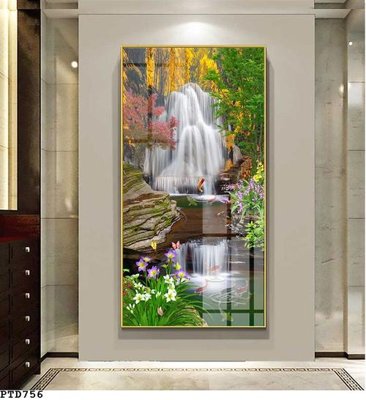 File in trần File phong thủy đứng thác nước PTD756 (file gốc) hoa văn 3D