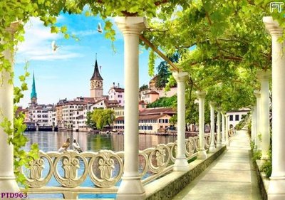 File gốc File phong thủy đứng thác nước PTD963 (in lụa) chi tiết cao