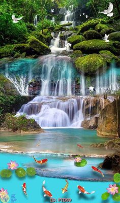 File gốc in ấn File phong thủy đứng thác nước PTD99 chất lượng vượt trội