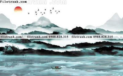 File tranh Phong canh thuy mac Trung Quoc 277 (gốc) in trên kính