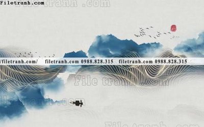 File tranh Phong canh thuy mac Trung Quoc 408 (gốc) in vải canvas