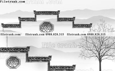 File in lụa Phong canh thuy mac Trung Quoc 431 (hoa văn) Phong canh thuy mac Trung Quoc 431