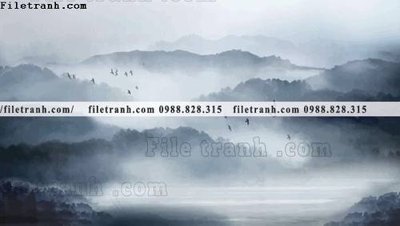 File tranh Phong canh thuy mac Trung Quoc 468 (bản gốc) treo phòng ăn