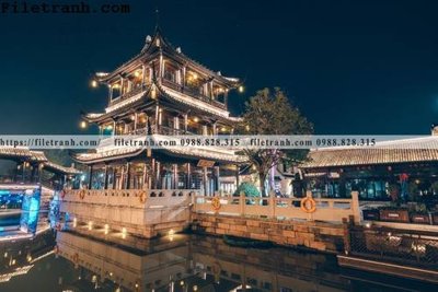 File tranh gốc Phong canh toa nha co Zhang Jiangnan 159 (bản đẹp) độc quyền