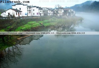 File tranh Phong canh toa nha co Zhang Jiangnan 176 (bản gốc) in lụa 5D