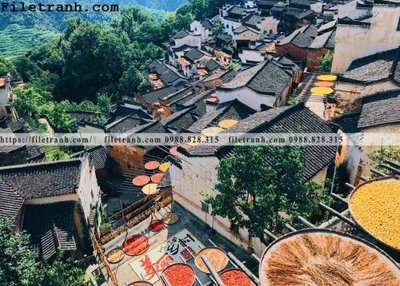 File tranh Phong canh toa nha co Zhang Jiangnan 225 (bản gốc) treo quán cafe