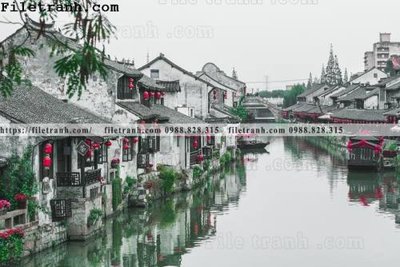 Cung cấp file tranh gốc Phong canh toa nha co Zhang Jiangnan 254 độc quyền