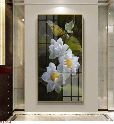 File tranh in tráng gương Tranh cửu ngư quần hội sen cá S1014 (siêu nét)