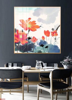 File in trần Tranh cửu ngư quần hội sen cá S1033 (bản gốc) 5D