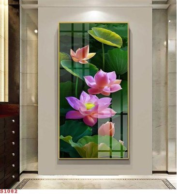 File gốc Tranh cửu ngư quần hội sen cá S1082 (in tráng gương) nghệ thuật