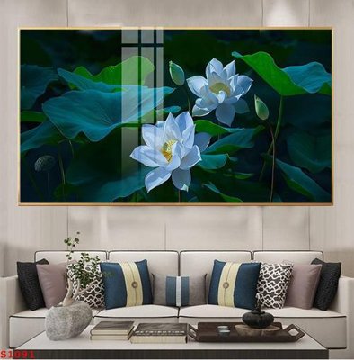 File ảnh Tranh cửu ngư quần hội sen cá S1091 (gốc) in poster