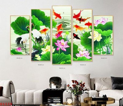 Tải file Tranh cửu ngư quần hội sen cá S1119 (PSD) cho in ấn quảng cáo